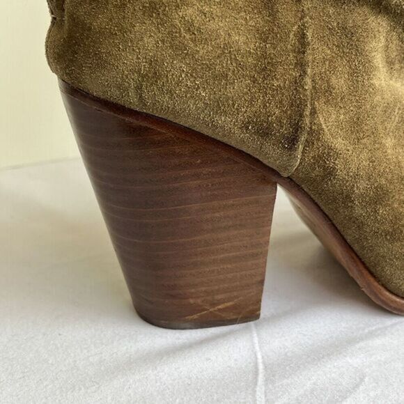 Rag & Bone Suede Ankle Bootie Boot Size 9 Green Chunky Heel Back‎ Zip Bohemian - Picture 8 of 16